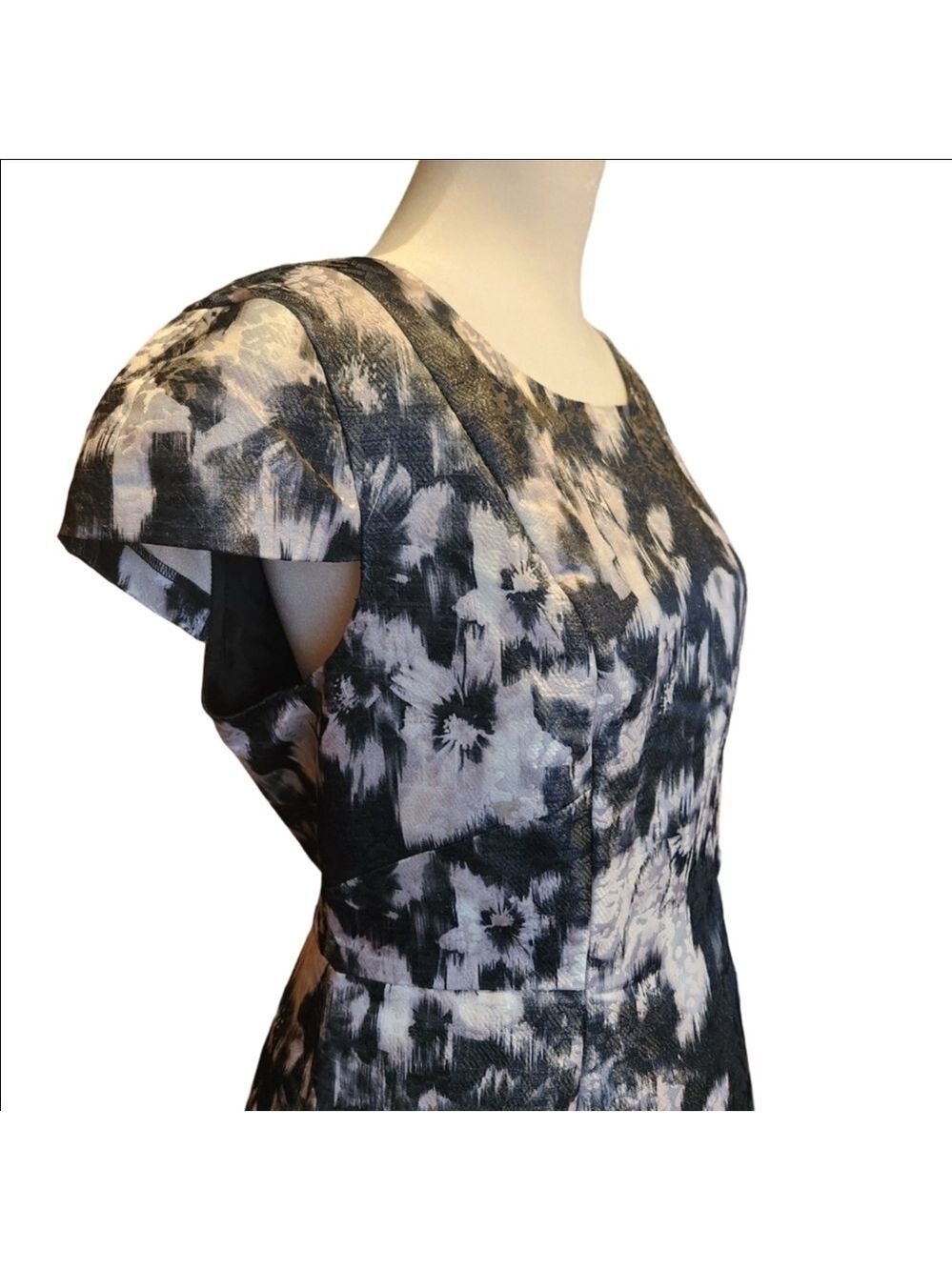 Talbots Black White Silver Fit and Flare Dress Size 8 NWT - Picture 2 of 8